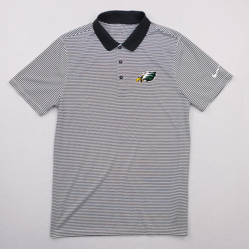 Philadelphia‎ Eagles Shirt Mens Small Black White Striped Nike Golf Polo Dri Fit